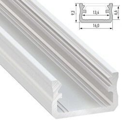 Standaard Aluminium Led Strip Profiel Norman | WIT | 16x9,3mm | Tot 2 Meter leverbaar