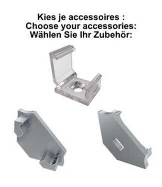 Accessoires t.b.v. Hoek Led Strip Profiel Norman | Grijs