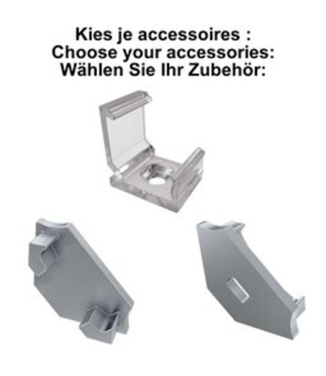 Accessoires t.b.v. Hoek Led Strip Profiel Norman | Grijs