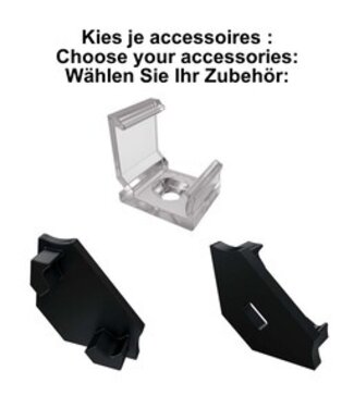 Accessoires t.b.v. Hoek Led Strip Profiel Norman | Zwart