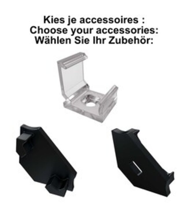 Accessoires t.b.v. Hoek Led Strip Profiel Norman | Zwart
