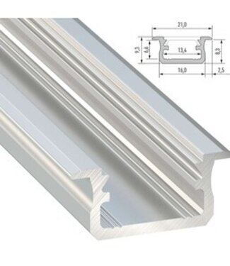 Infrees Aluminium Led Strip Profiel  Norman | ALU |  21x9,3mm | Tot 2 Meter leverbaar