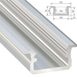 Infrees Aluminium Led Strip Profiel Norman | ALU | 21x9,3mm | Tot 2 Meter leverbaar
