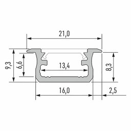 Infrees Aluminium Led Strip Profiel Norman | ALU | 21x9,3mm | Tot 2 Meter leverbaar, foto 3 van 6