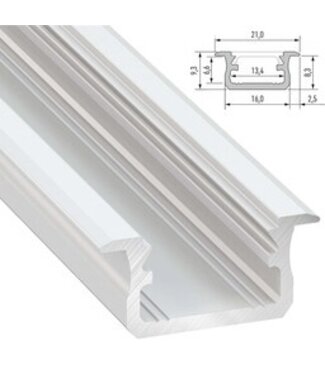 Infrees Aluminium Led Strip Profiel  Norman | WIT |  21x9,3mm | Tot 2 Meter leverbaar