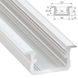 Infrees Aluminium Led Strip Profiel Norman | WIT | 21x9,3mm | Tot 2 Meter leverbaar