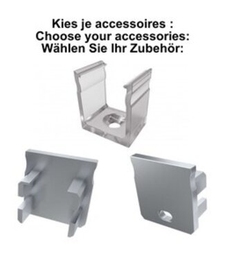 Accessoires t.b.v. Verdiept Led Strip Profiel Norman | Grijs