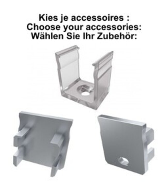 Accessoires t.b.v. Verdiept Led Strip Profiel Norman | Grijs