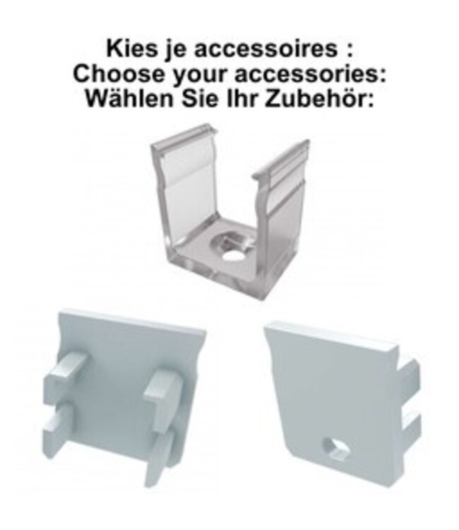 Accessoires t.b.v. Verdiept Led Strip Profiel Norman | Wit