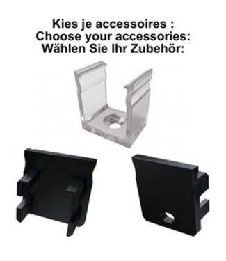 Accessoires t.b.v. Verdiept Led Strip Profiel Norman | Zwart