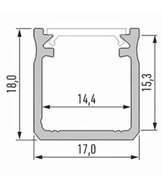 Verdiept Aluminium Led Strip Profiel  Norman | ALU |  18x17mm | Tot 2 Meter leverbaar
