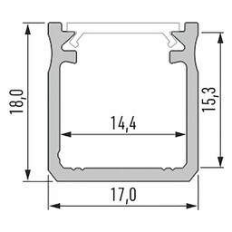 Verdiept Aluminium Led Strip Profiel Norman | WIT | 18x17mm | Tot 2 Meter leverbaar, foto 5 van 6