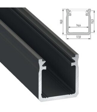 Verdiept Aluminium Led Strip Profiel  Norman | Zwart |  18x17mm | Tot 2 Meter leverbaar