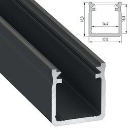 Verdiept Aluminium Led Strip Profiel Norman | Zwart | 18x17mm | Tot 2 Meter leverbaar