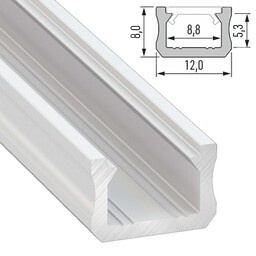 SlimLine Aluminium Led Strip Profiel | WIT | 12x8mm | Tot 2 Meter leverbaar