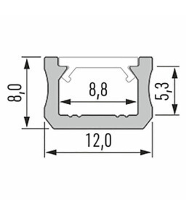 SlimLine Aluminium Led Strip Profiel | WIT |  12x8mm | Tot 2 Meter leverbaar