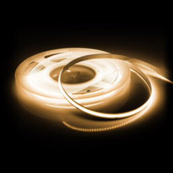 Led Strip ROL 25 Meter COB, 8w/m, 320 led/m, 680Lm/m, 3000K Warm wit, CRI90, 12v, IP33, 8mm, 2 Jaar garantie