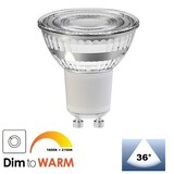 GU10 LED Spot 3,6w, 380 Lumen, 2700K-1800K (Warm Tone), Lichthoek: 36°,  2 Jaar garantie