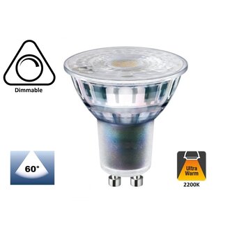 GU10 LED Spot 5,5w, 380 Lumen, 2200K Flame, Glas, Dimbaar 2 Jaar Garantie