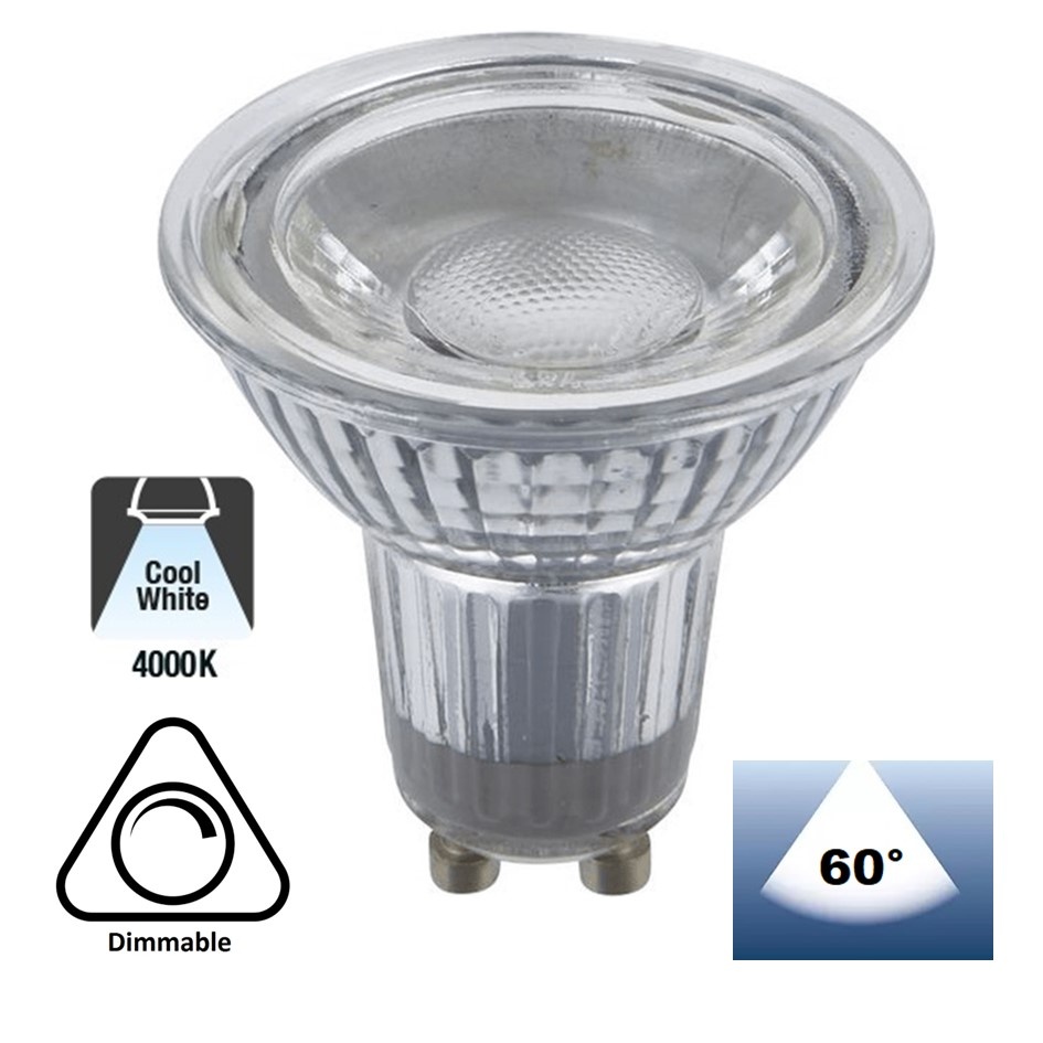 GU10 LED Spot 7w, 560 Lumen, Glas, Dimbaar, Lichthoek: 60°, 2 Jaar Garantie, foto 4 van 5