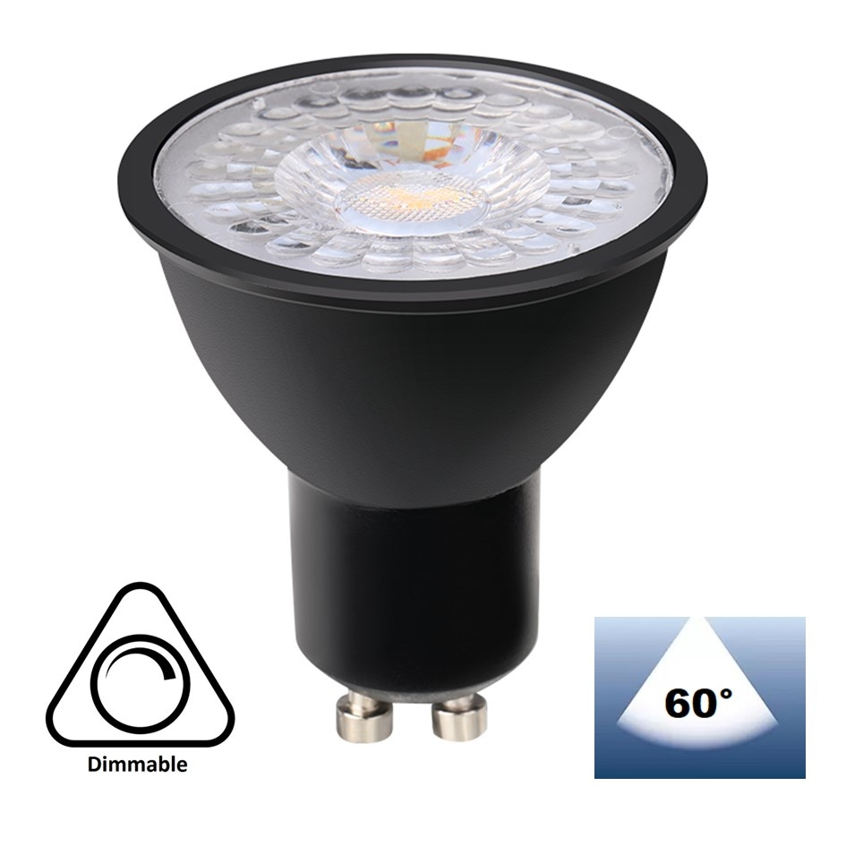 GU10 LED Spot ZWART 3w, 240 Lumen, Dimbaar, Lichthoek: 60°, 2 Jaar Garantie, foto 2 van 6