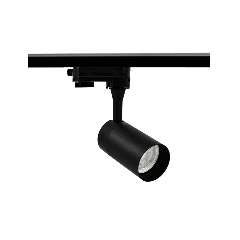 1 Fase Rail armatuur met GU10 Fitting Kort Verdiept, Zwartkleurige behuizing, foto 3 van 4