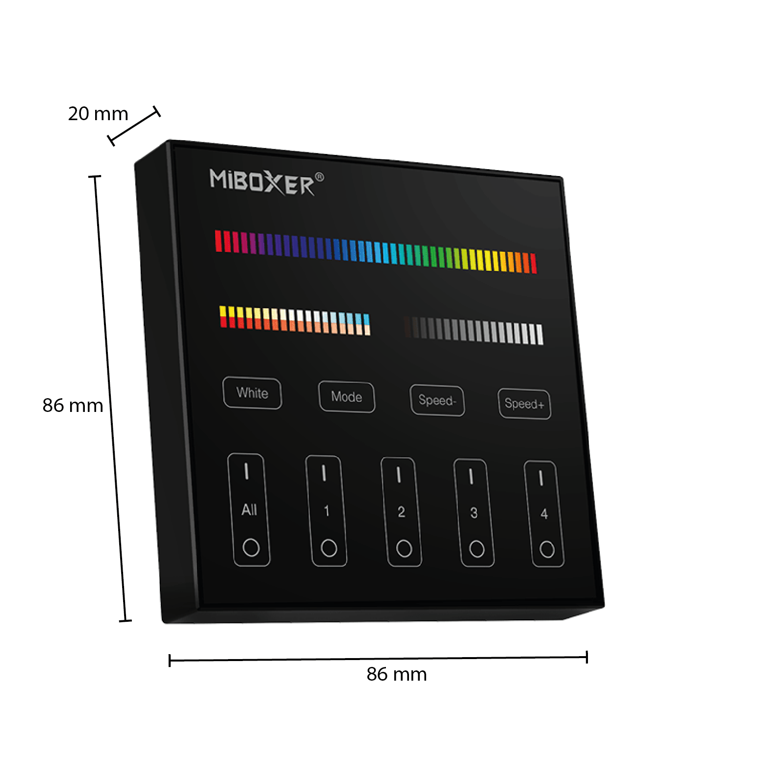 MiBoxer Wandbediening ZWART RGB + CCT (Batterij Versie) - 2.4Ghz - B4-B, foto 4 van 5