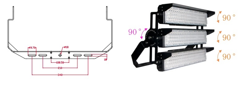 LED Terreinverlichting 1250w, 212500 Lumen (170lm/w), 5000K Puur Wit, IP66, PH Xitanium LED Driver, 5 Jaar Garantie, foto 6 van 6