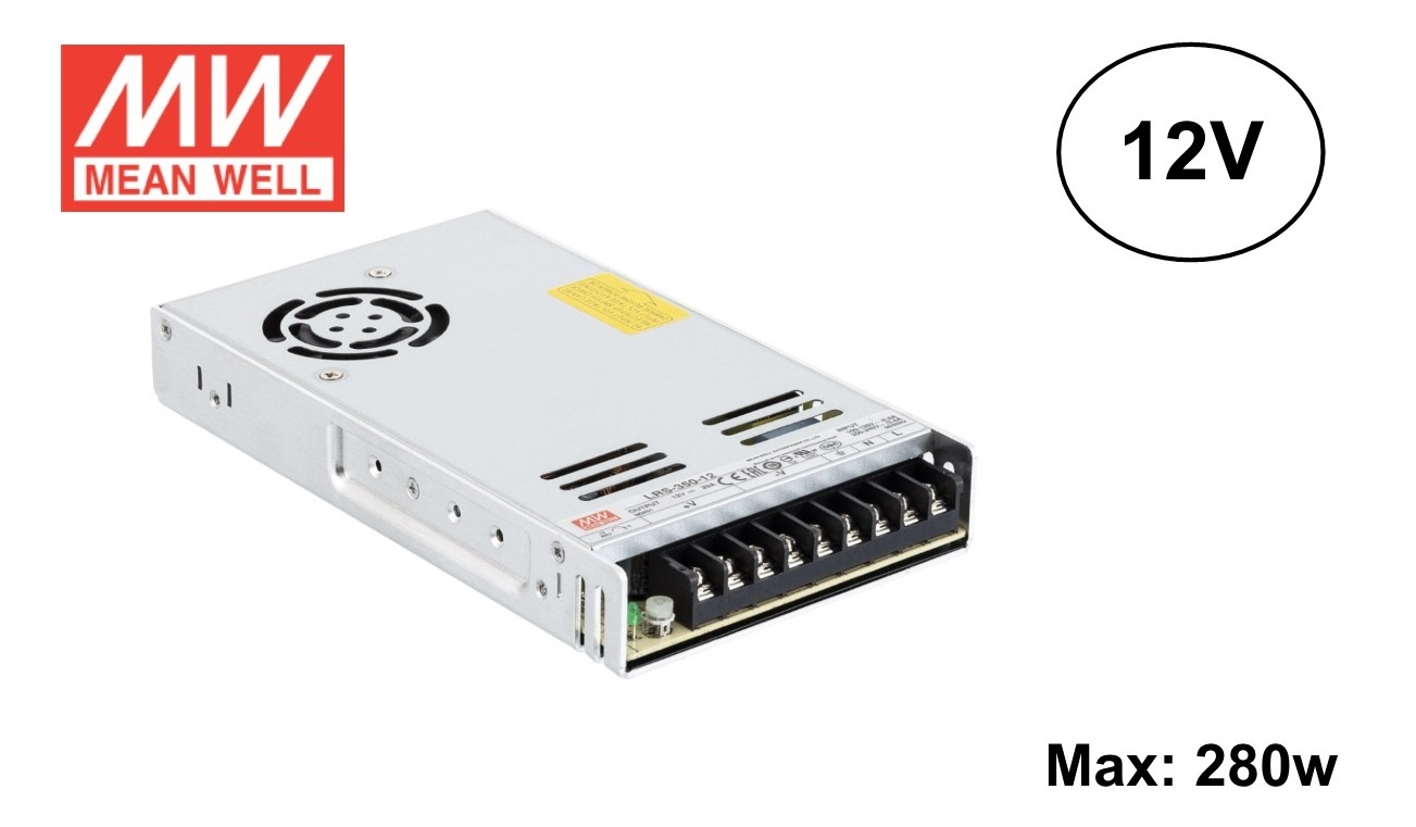 MeanWell Led Strip voeding 12V/350W/29A, Max: 280w, 2 Jaar Garantie