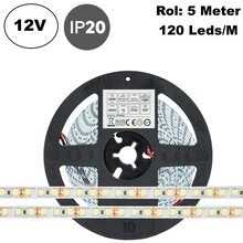 ECO Led Strip ROL 5 Meter 2835SMD, 9,6w/m, 120 led/m, 1028-1080Lm/m, 12v, IP20, 8mm, 2 Jaar garantie