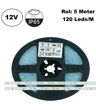 ECO Led Strip ROL 5 Meter 2835SMD, 9,6w/m, 120 led/m, 1000 - 1040Lm/m, 12v, IP65HS, 8mm, 2 Jaar garantie