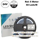 ECO Led Strip ROL 5 Meter 2835SMD, 6w/m, 60 led/m, 617-630Lm/m, 24v, IP65HS, 8mm, 2 Jaar garantie