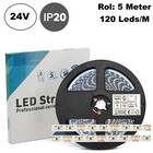 ECO Led Strip ROL 5 Meter 2835SMD, 12w/m, 120 led/m, 1269-1350Lm/m, 24v, IP20, 8mm, 2 Jaar garantie