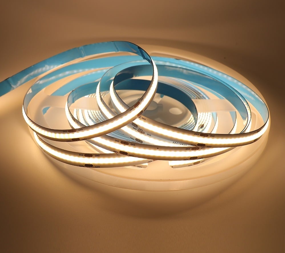 Premium Led Strip ROL 5 Meter COB, CRI90, 10w/m, 528 led/m, 800-900Lm/m, 24v, IP65, 10mm, 3 Jaar garantie, foto 4 van 6