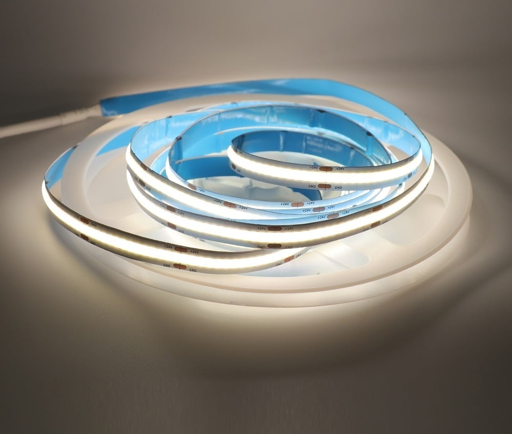 Premium Led Strip ROL 5 Meter COB, CRI90, 10w/m, 528 led/m, 800-900Lm/m, 24v, IP65, 10mm, 3 Jaar garantie, foto 5 van 6