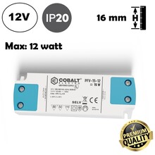 Cobalt Premium Led Strip voeding 12V/15W/1,25A, Max: 12w, Afm:103x35.5x16mm, 3 Jaar Garantie