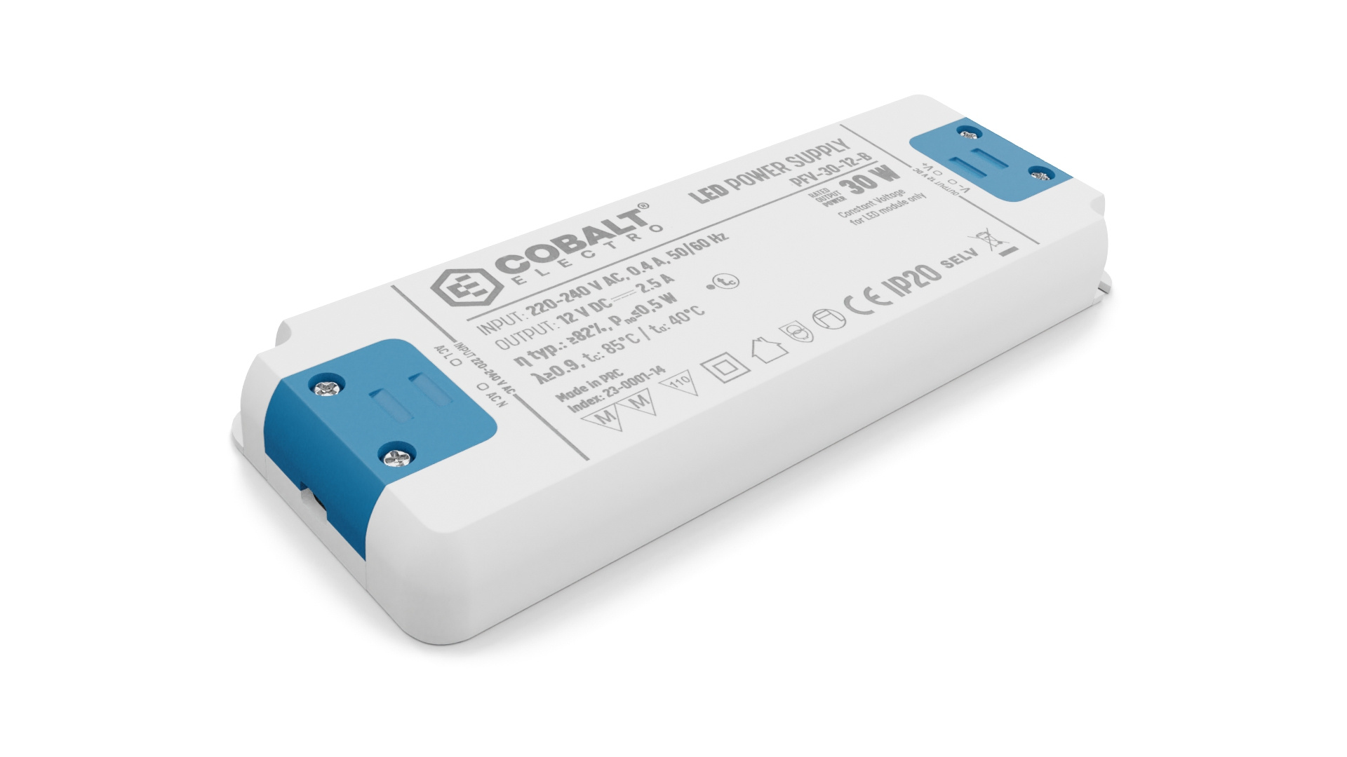 Cobalt Premium Led Strip voeding 12V/30W/2,5A, Max: 24w, Afm:160x58x18 mm, 3 Jaar Garantie, foto 3 van 5