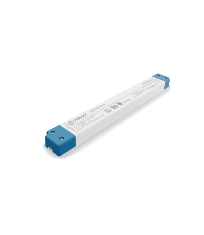 Cobalt LongSlim Premium Led Strip voeding 12V/30W/2,5A, Max: 24w, Afm:251x30x16 mm, 3 Jaar Garantie
