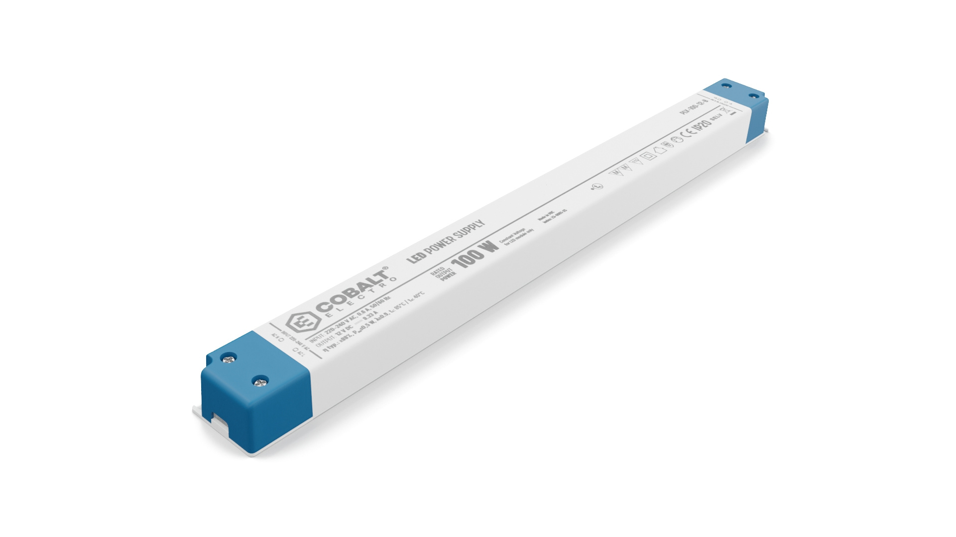 Cobalt LongSlim Premium Led Strip voeding 12V/100W/8,33A, Max: 80w, Afm:320,6x30x18,2 mm, 3 Jaar Garantie, foto 3 van 5