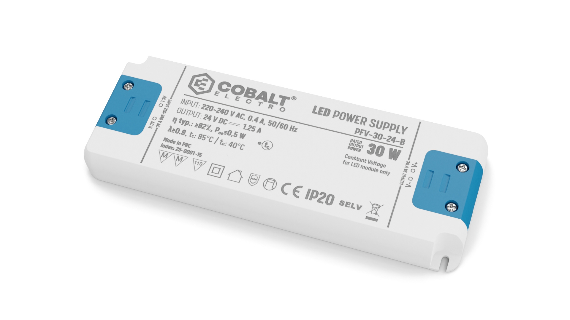 Cobalt Premium Led Strip voeding 24V/30W/1,25A, Max: 24w, Afm:160x58x18mm, 3 Jaar Garantie, foto 3 van 5