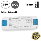 Cobalt Premium Led Strip voeding 24V/30W/1,25A, Max: 24w, Afm:160x58x18mm, 3 Jaar Garantie
