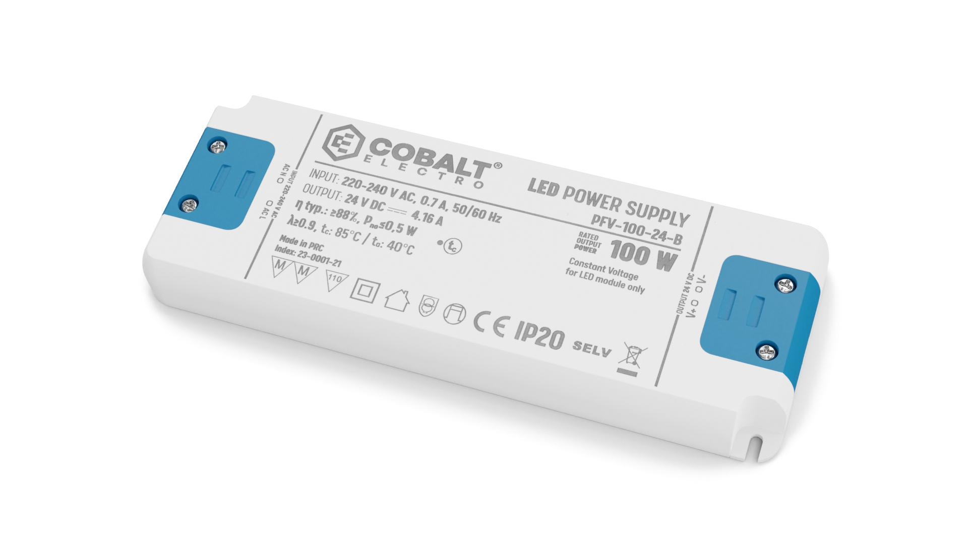 Cobalt Premium Led Strip voeding 24V/100W/4,16A, Max: 80w, Afm:160x58x18mm, 3 Jaar Garantie, foto 4 van 5