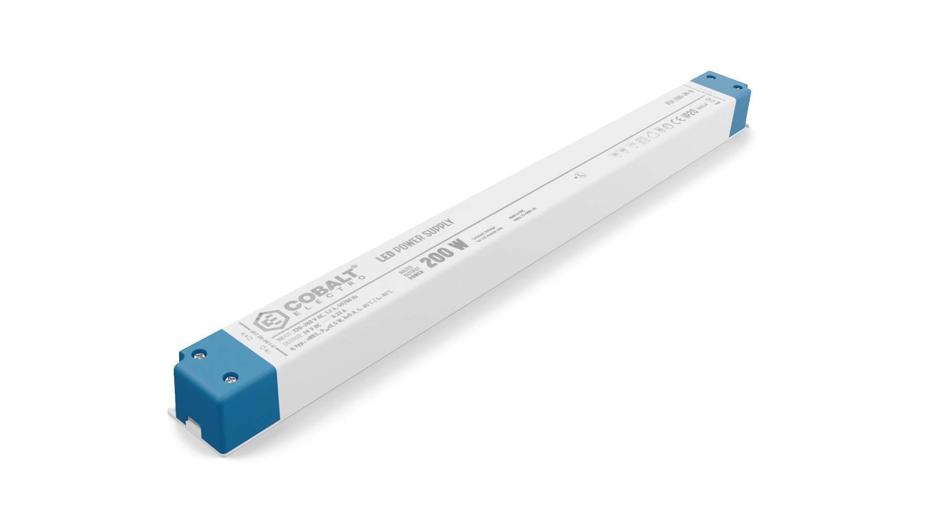 Cobalt LongSlim Premium Led Strip voeding 24V/200W/8,33A, Max: 160w, Afm:360x32x24 mm, 3 Jaar Garantie, foto 4 van 5