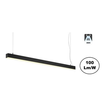 Led Linear Lamp 120cm, 30w, 3000 Lumen (100lm/w), Zwartkleurige Behuizing, 3 Jaar Garantie