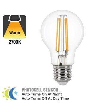 E27 7w Led Filament Lamp, 2700K, 806 Lumen, Dag/Nacht Sensor, 2 Jaar garantie