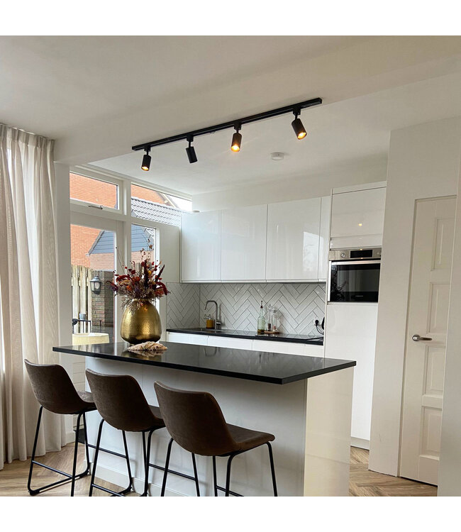 1 Fase Rail Spot Luxe Kort | GU10 Fitting | Zwartkleurige behuizing