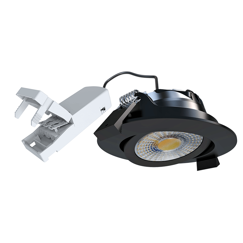Inbouw LED Spot 6w Luxe, 600 Lumen, CCT Switch (2700K/3000K/4000K), Kantelbaar, IP65, Dimbaar, Zwart Armatuur, Gatmaat 70mm, 3 Jaar Garantie, foto 2 van 5