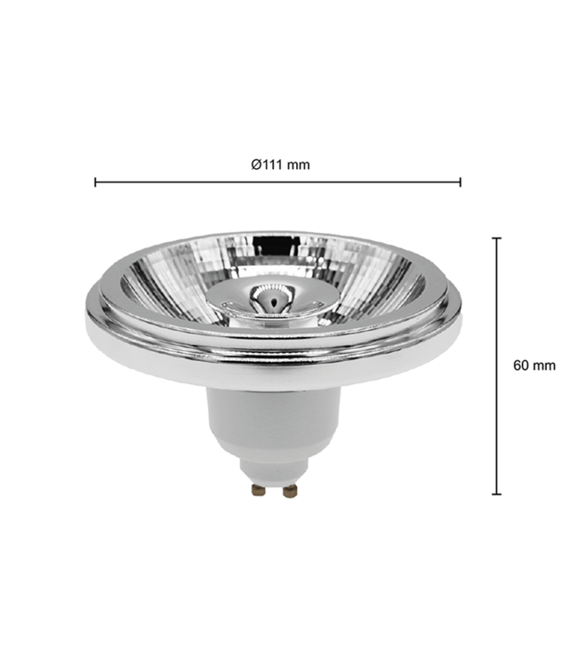 GU10 AR111 LED Spot 12w Wit, 960 Lumen, 24°, Dimbaar, 2 Jaar Garantie