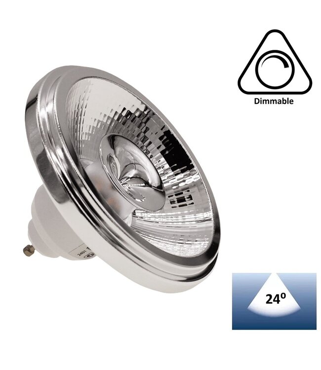 GU10 AR111 LED Spot 12w Wit, 960 Lumen, 24°, Dimbaar, 2 Jaar Garantie