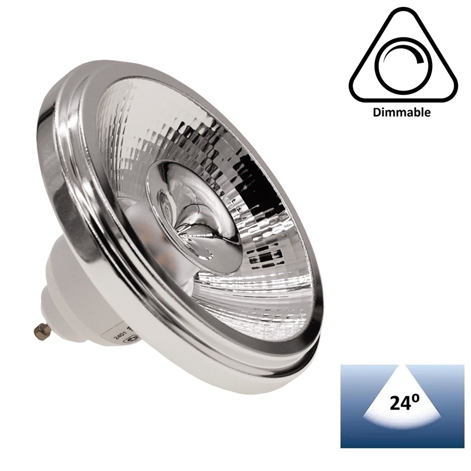 GU10 AR111 LED Spot 12w Wit, 960 Lumen, 24°, Dimbaar, 2 Jaar Garantie, foto 2 van 6